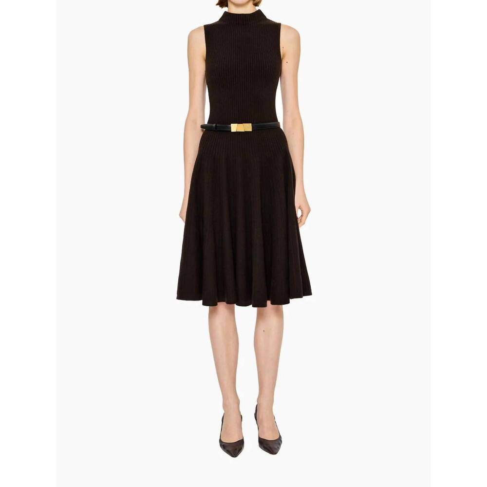 NEW ARCH4 CASHMERE darla stretchy rib midi dress in brown wood